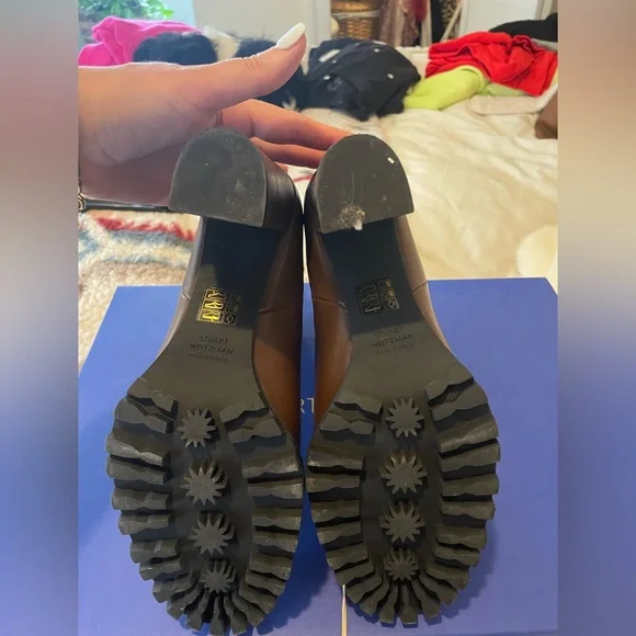 Stuart Weitzman Wenda Lug-Sole Leather Chelsea Boots - Picture 6 of 8